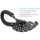 Reflective Nylon Dog Leash | Effortless Hands-Free Walking, Lightweight and Heavy Duty Reflective Rope Dog Leash